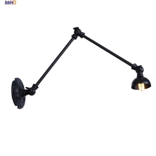 IWHD American Long Arm LED Wall Light Fixtures Adjustable Folding Swing Loft Industrial Vintage Wall Lamp Sconce Luminaire Retro