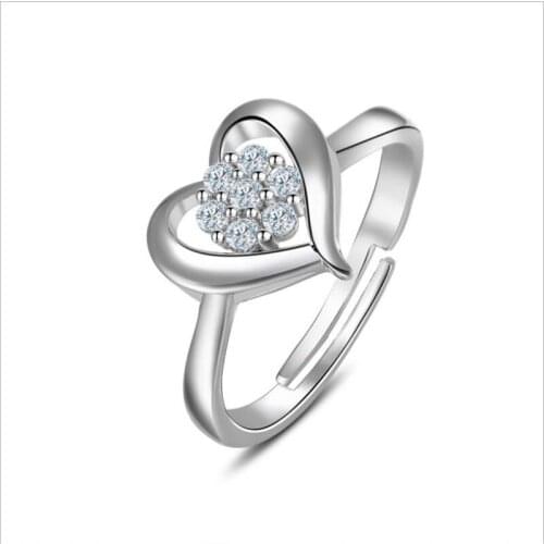 Charm Zircon Heart Rings Accessories Girls Bride wedding Bijou Trendy Lady 925 Sterling Silver Rings For Women Jewelry Hot