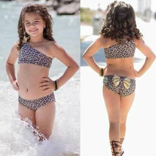 3PCS Swimsuit Set Toddler Kids Baby Girls Leopard Style Bikini Beach Swimsuit Bathing Swimwear Outfits