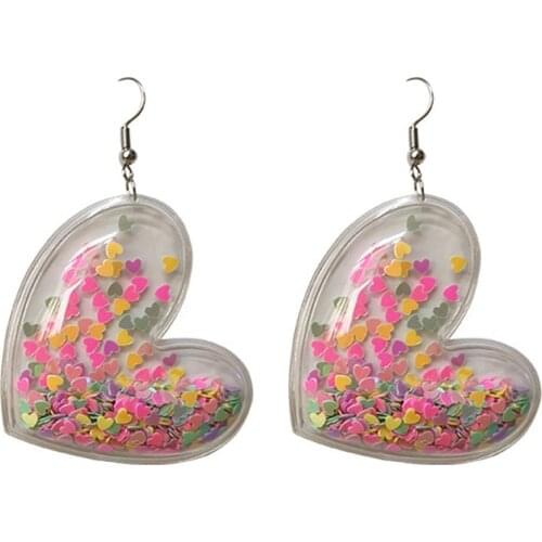 Cute Cartoon Heart Cloud Drop Earrings Earrings for Woman Girls Mix Color PVC Sequins Star Dangle Earring Fashion Party Jewelry