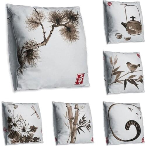 Cute Flower Double Side Print Cushion Cover Polyester Decorative for Sofa Seat Soft Throw Pillow Case Cover 45x45cm Home Decor