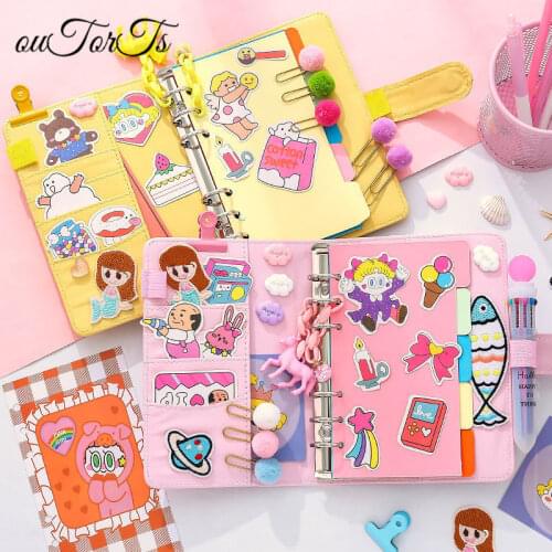 Cute Notebook A6 Binder diy Journal Kawaii Diary Notepad Office Planner Organizer Spiral Daily Note Book 6 Rings Stationery