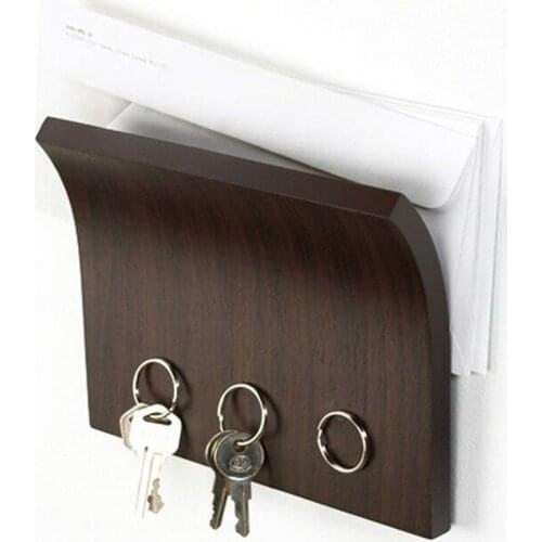 Wooden magnet key holder multifunctional storage rack wooden storage device wall-mounted key ring magnetic hook SP427