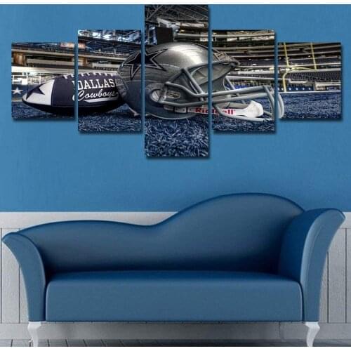 Wall Art Pictures Home Decor Modern HD Prints 5 Panel American Football Stadium Painting Blue Background Canvas Poster