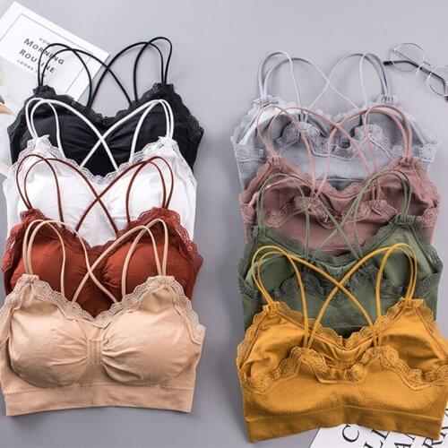 2021 New Girls Yoga Bra Fashion Sexy Lace Tops Push Up Padded Running Gym Seamless Bra Cross Shoulder Straps Women Hot Sale