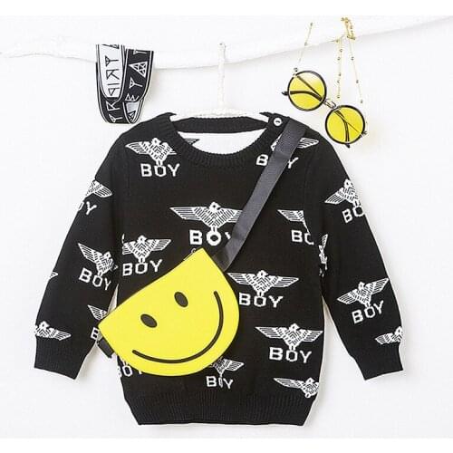 Autumn and winter explosion childrens sweater cotton jacquard double-layer childrens warm wool knitted childrens sweater