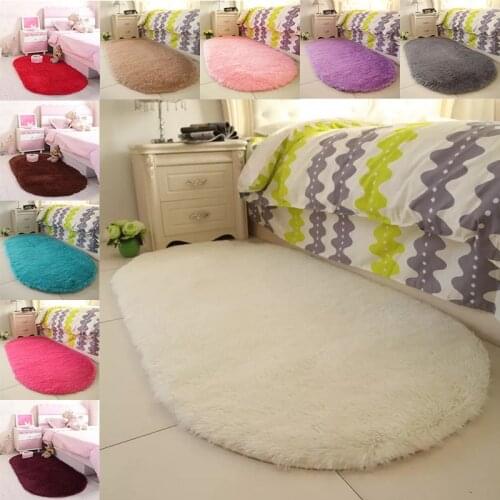 Oval Soft Carpet Washable Seat Pad Rugs Hairy Wool Soft Warm Carpets For Living Room Floor