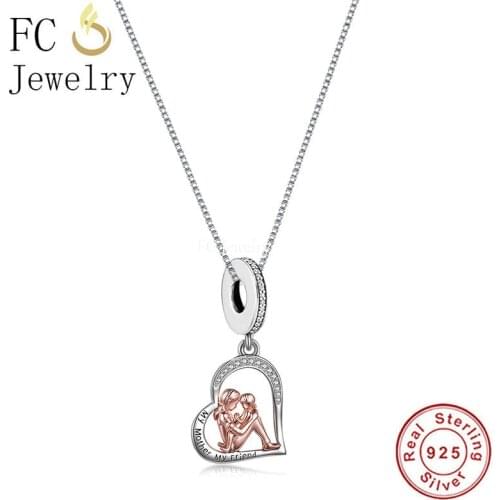 925 Sterling Silver Mom And Daughter Heart My Mother My Friend Pendant Necklace For Women Girl Chain Choker Trinket 2021 Fashion