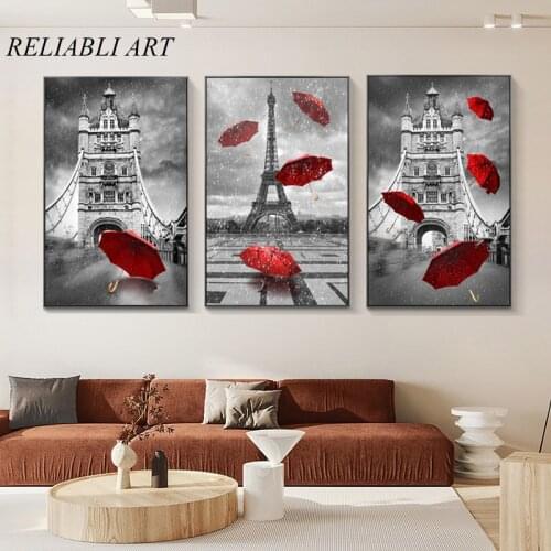 Landscape Painting Eiffel Tower Umbrella Wall Art Canvas Painting Posters And Prints Pictures Modern For Living Room Home Decor