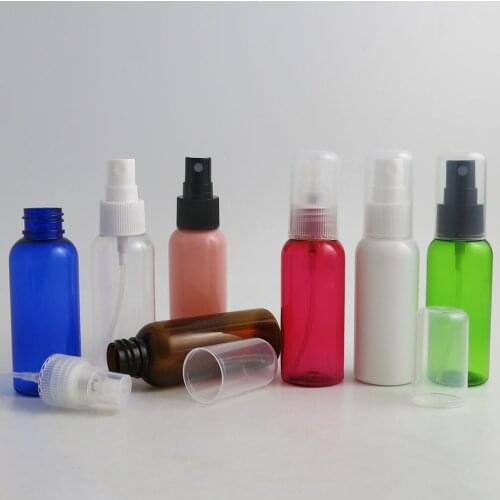 30 x mist spay plastic bottle 50ml 50cc Cream lotion pump Cosmetic small bottle with Clear Full cover cap travel empty container