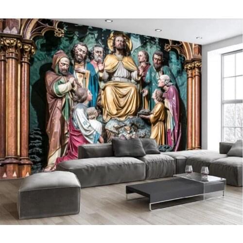 Custom European Christian Jesus Charac Background Wall Decor Painting church Backdrop Wallpaper For Walls 3 D Mural