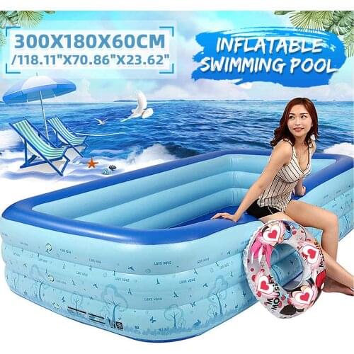 300cm Rectangular Inflatable Swimming Pool Paddling Pool Bathing Tub Outdoor Summer Swimming Pool For Kids Adult Ocean Ball Pond
