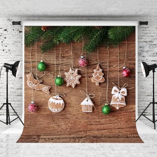 VinylBDS 10X10FT Christmas Backdrop Photography Gingerbr Photo Backdrops Wood Background Branch For Children Photo Studio