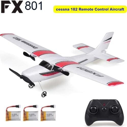 FX801 Airplane Cessna 182 DIY RC Plane 2.4GHz 2CH RC Airplane 20 Minutes Flying Time Outdoor RC Aircraft Toys for Kids Beginner
