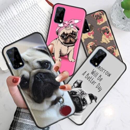 Puppy Pug Dog For Realme V15 X50 X7 X3 superzoom X2 C17 C11 C3 7i 7 6i 6S 6 5 Narzo 20 5G Pro Soft Phone Case