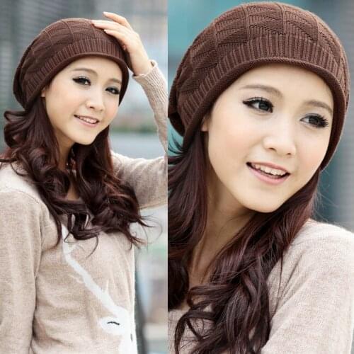 Stylish Winter Knitted Bonnet Women Autumn Plain Color Cotton Beanies Hats Stretchy Cosy Leisure Warm Ladies Skullies Caps