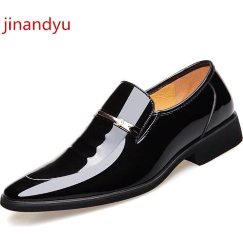 Patent Leather Loafers Men Dress Shoes Male Black Brown Business Wedding Dress Shoes Shoes Classic Elegant Formal Shoe for Men