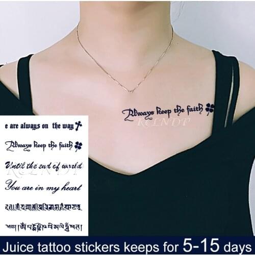 Waterproof Temporary Juice Ink Sticker "you Are In My Heart" Cross Four Leaf Clover Fruit Gel Long Lasting Tattoo for Men Women