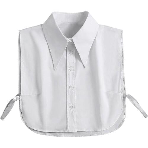 Women Cotton Big Lapel Fake Collar Ladies Detachable Lapel Half Shirt Blouse Removable False Collars Female Decorative