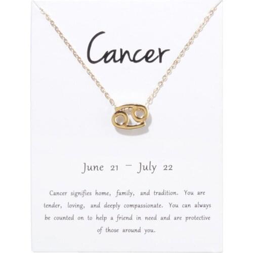 Women 12 Constellations Necklace Pendant Cancer Leo Virgo Libra Scorpio Capricorn Birthday Gifts With White Card Necklaces
