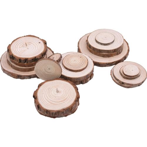 1-12cm Natural Blank Wood Slice Round Unfinished Wooden Slices Discs Ornament Handmade Rustic DIY Painting Wood Craft Decoration
