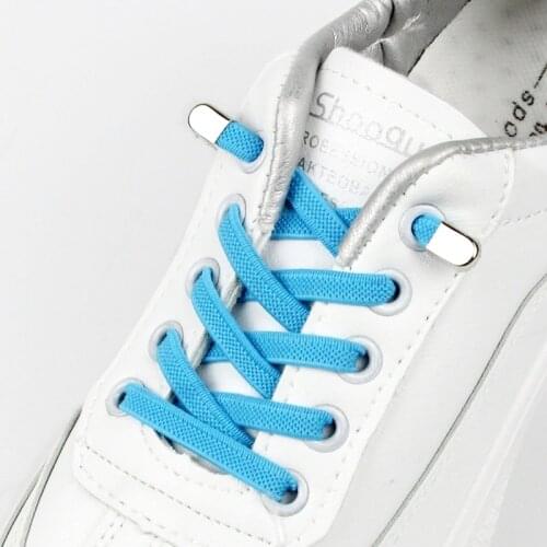 1 Pair Elastic Lazy Shoelaces Leisure Sneakers Quick Safety Flat Simple Metal Clip Shoe lace For Kids and Adult Laces Strings