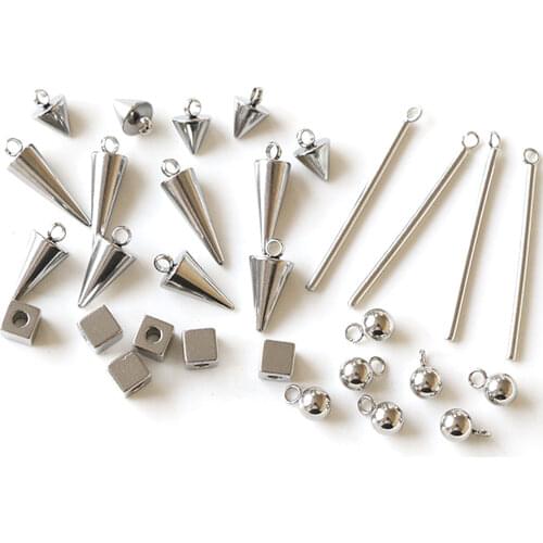 10pcs Stainless Steel Cone Round Stick Round Square Pendant Earrings Charms Connector Earring Hook For DIY Jewelry Making
