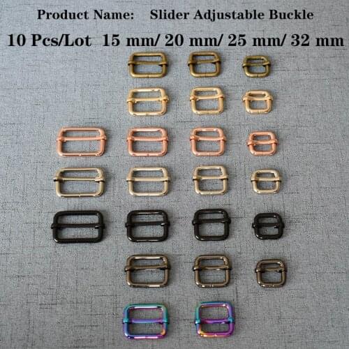 10 Pcs/Lot 15mm 20mm 25mm 32mm Metal Slides Tri-Glides Wire-Formed Roller Pin Buckles Strap Slider Adjuster Accessories SAB595