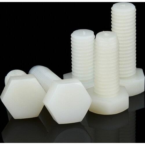 10pcs/lot M6x80mm White Nylon Hex Head Screws Plastic Insulation Hexagon Bolts DIN933