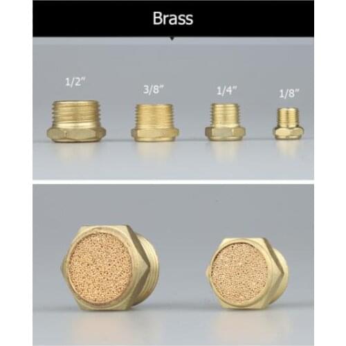 10pcs M5 1/8" 1/4" 3/8" 3/4" 1/2" Pneumatic Brass Silencer Connector Noise Reduce Air Valve Muffler Fitting