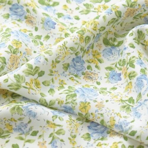 100*148cm Fashion French Romantic Four-sided Stretch Ice Silk Chiffon Fabric Spring And Summer Printing Handmade DIY Fabric