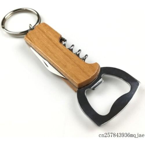 100pcs Red Wine Bottle Opener Keychain Stainless Steel Corrosion-Resistant Anti Wear Keyring Wine Openers
