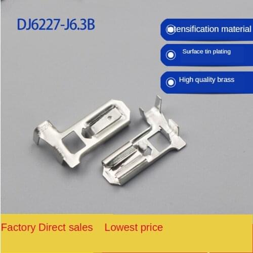 100pcs 6.3mm Flag Shaped Self-locking Spring Terminal Car Electrical Equipmen Terminal 250 Flag Shaped Female