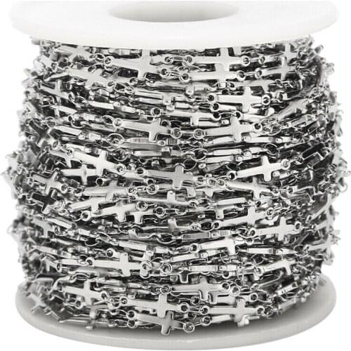 2m Handmade Jewelry Stainless Steel Silver Cross Chain Component DIY Accessories Making Findings Jewelry bracelet ankle chain