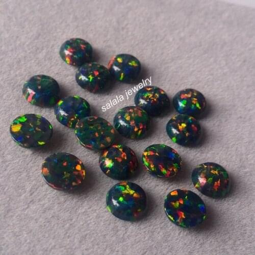 200pcs/lot OP32 Black Fire Opal 6MM Round Fire Opal Synthetic Round Cabochon Fire Opal Round Opal For Necklace