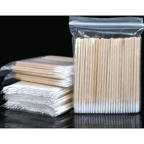 300pcs Wood Cotton Swab Eyelash Extension Tools Medical Ear Care Wood Sticks Cosmetic Cotton Swab Cotton Buds Tip Makeup Tools