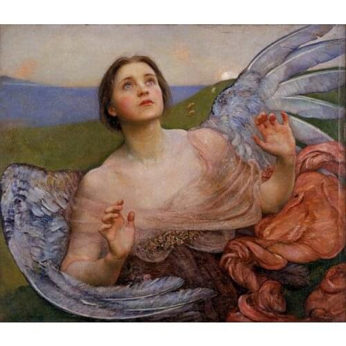 Free shipping classical blue eyes gril portrait oil painting canvas prints on canvas home wall art decoration picture