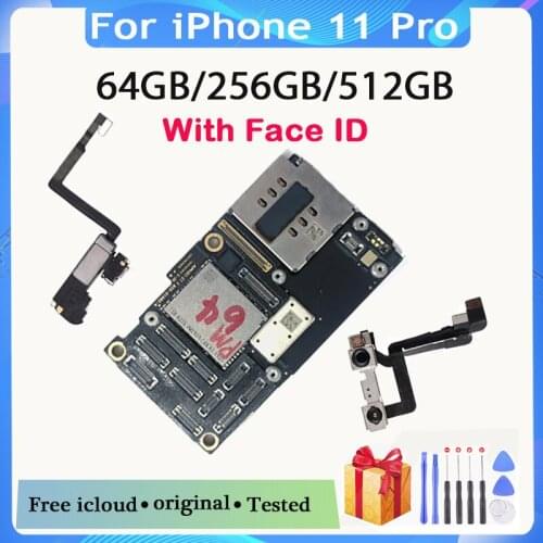 Free icloud plate For iPhone 11 pro Motherboard 64GB 256GB Original Unlocked For iPhone 11pro Logic Mainboard NO/With Face ID