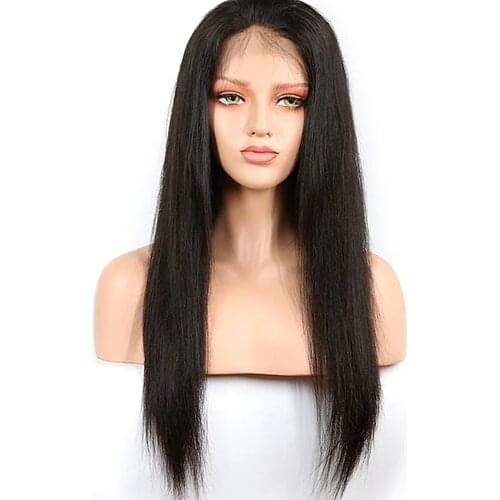Human Hair Lace Front Wig Kardashian style Brazilian Hair Burmese Hair Straight Natural Natural Black Wig
