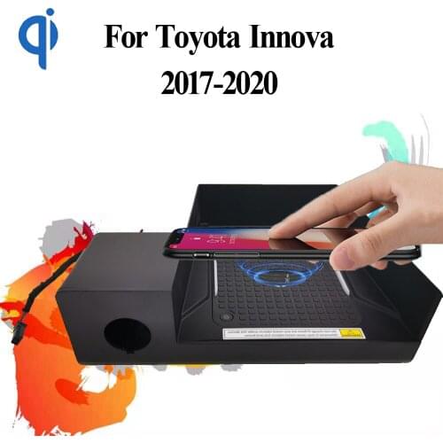 For Toyota Innova 2017-2020 15W Qi Fast Charging Car Vehicle Wireless Charger Pad Auto Android Phone Iphone Holder Smart Plate