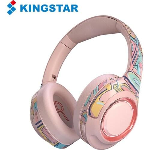 KINGSTAR A2 Gaming Headset Cute Graffiti Wireless Bluetooth Headphones with Mic RGB Stereo Headset Supports TF Card FM Radio