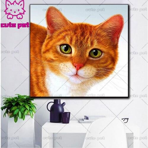 DIY Diamond Embroidery painting Cute cat animal puzzle 5d Full diamond painting square Rhinestone pictures Mosaic Home Decor