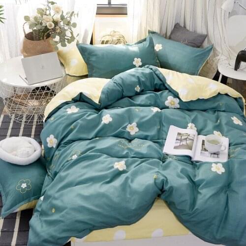 New Arrival Duvet cover Set Bed Linings Concise Style luxury Dark Green Floret Bedding Set Quilt Cover Pillowcase Cover Bed 4pcs