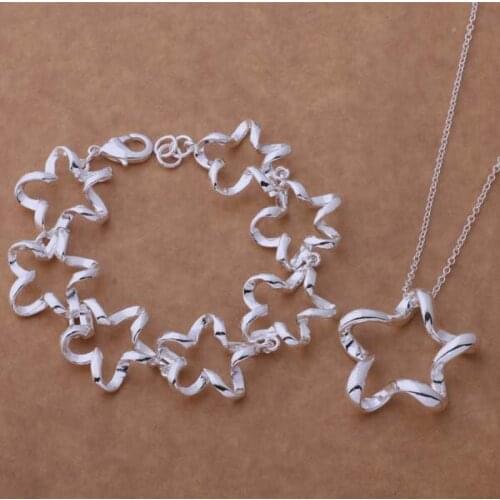 AS232 Hot sterling Jewelry Sets Bracelet 092 + Necklace 313 /ajgajana aptajhaa silver color