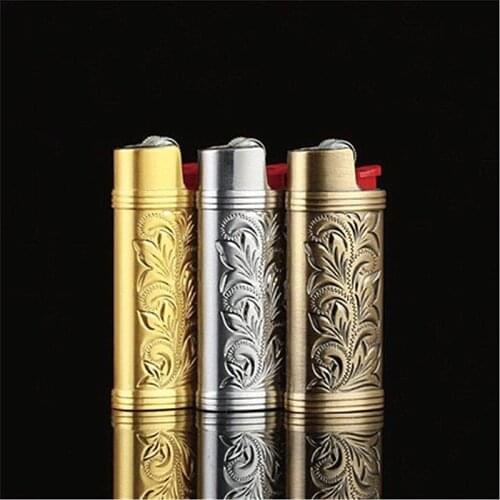 Metal Armor Gas Lighter Shell Arabesque Hollow Carving J5 Lighter Case General Plastic Body Protection Lighter Cover