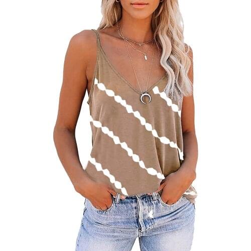 Fashion V-neck Striped Tee Shirt Femme Tank Tops 2021 Summer Clothes For Women Plus Size 5xl Casual Top Femme Tanks Camis