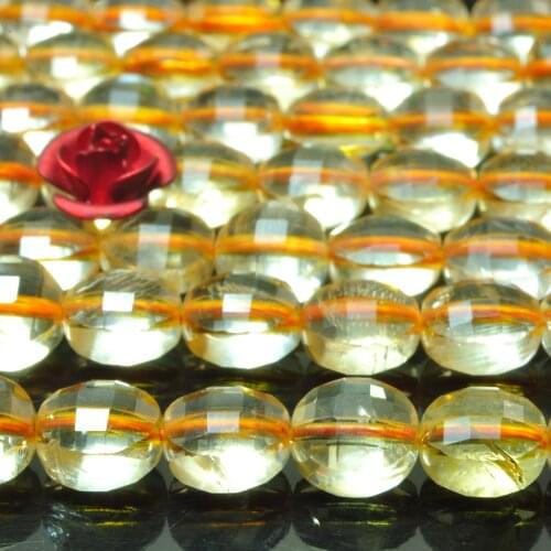 Natural Yellow Citrine Crystal Faceted Coin Loose Beads Wholesale Gemstone Semi Precious Stone Bracelet Necklace Jewelry Making