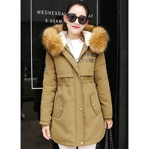 2018 Winter New Tie Down Cotton Jacket Women Hooded Super Large Fur Collar Casual Waist Thick Warm Cotton Coat Women Long Sleeve