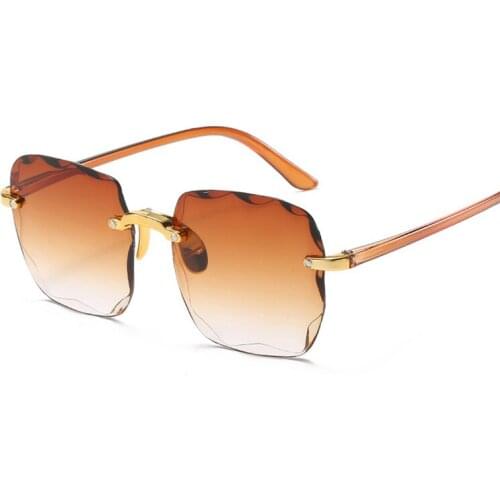 Fashion Luxury Rimless Square Sunglasses Women Brand Designer Retro Sun Glasses Female Big Frame Gradient Mirror Vintage Oculos