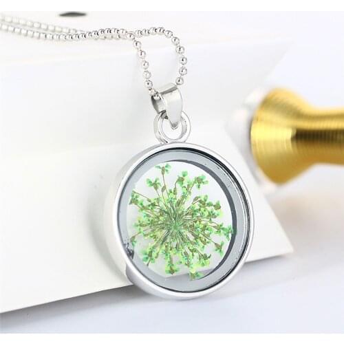 Necklace Dried Flower Specimen Ball Shape Necklace for Women Clavicle Chains Anniversary Jewelry Party Gift Collier Femme